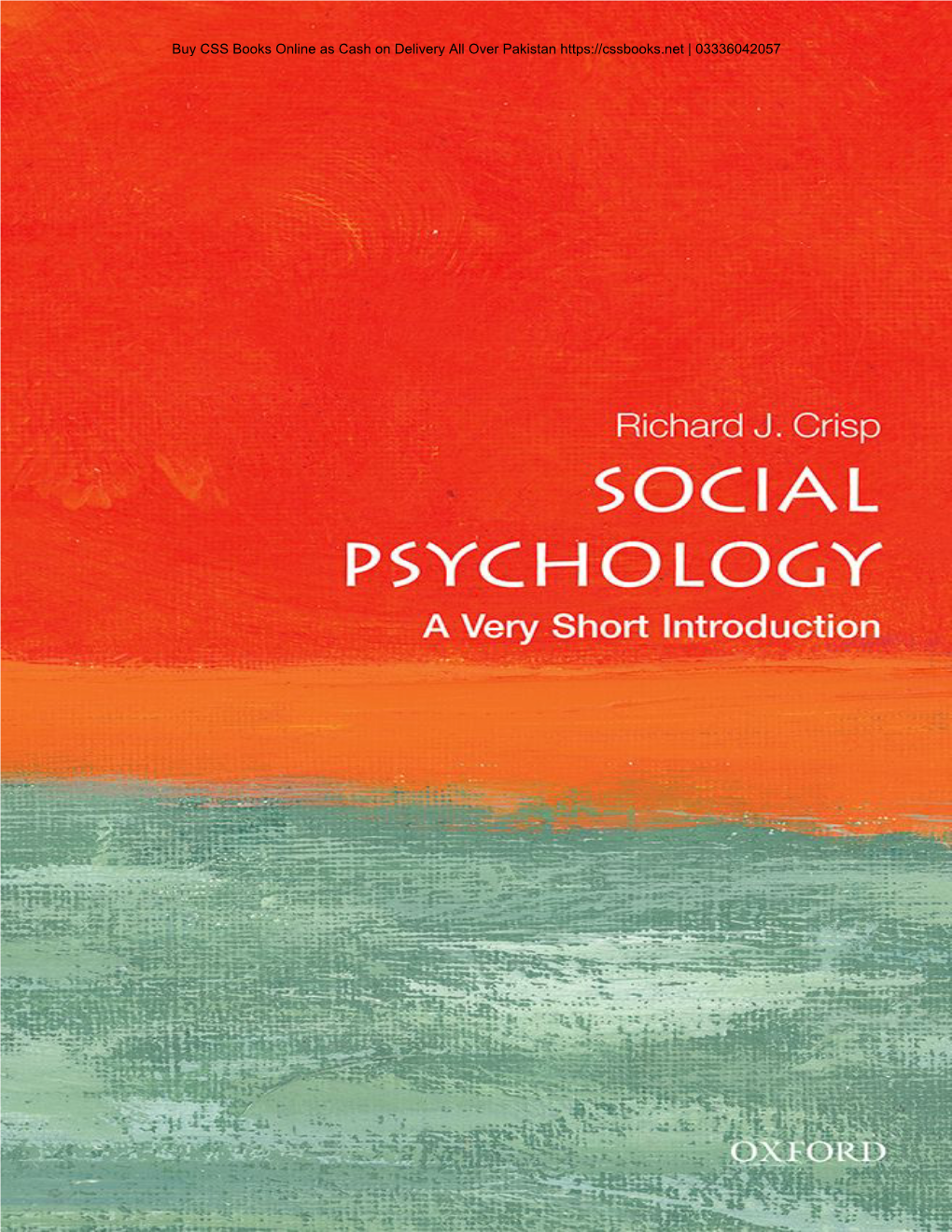 Social Psychology: a Very Short Introduction Buy CSS Books Online As Cash on Delivery All Over Pakistan | 03336042057