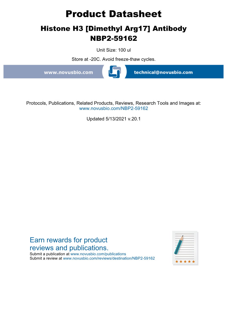 [Dimethyl Arg17] Antibody NBP2-59162