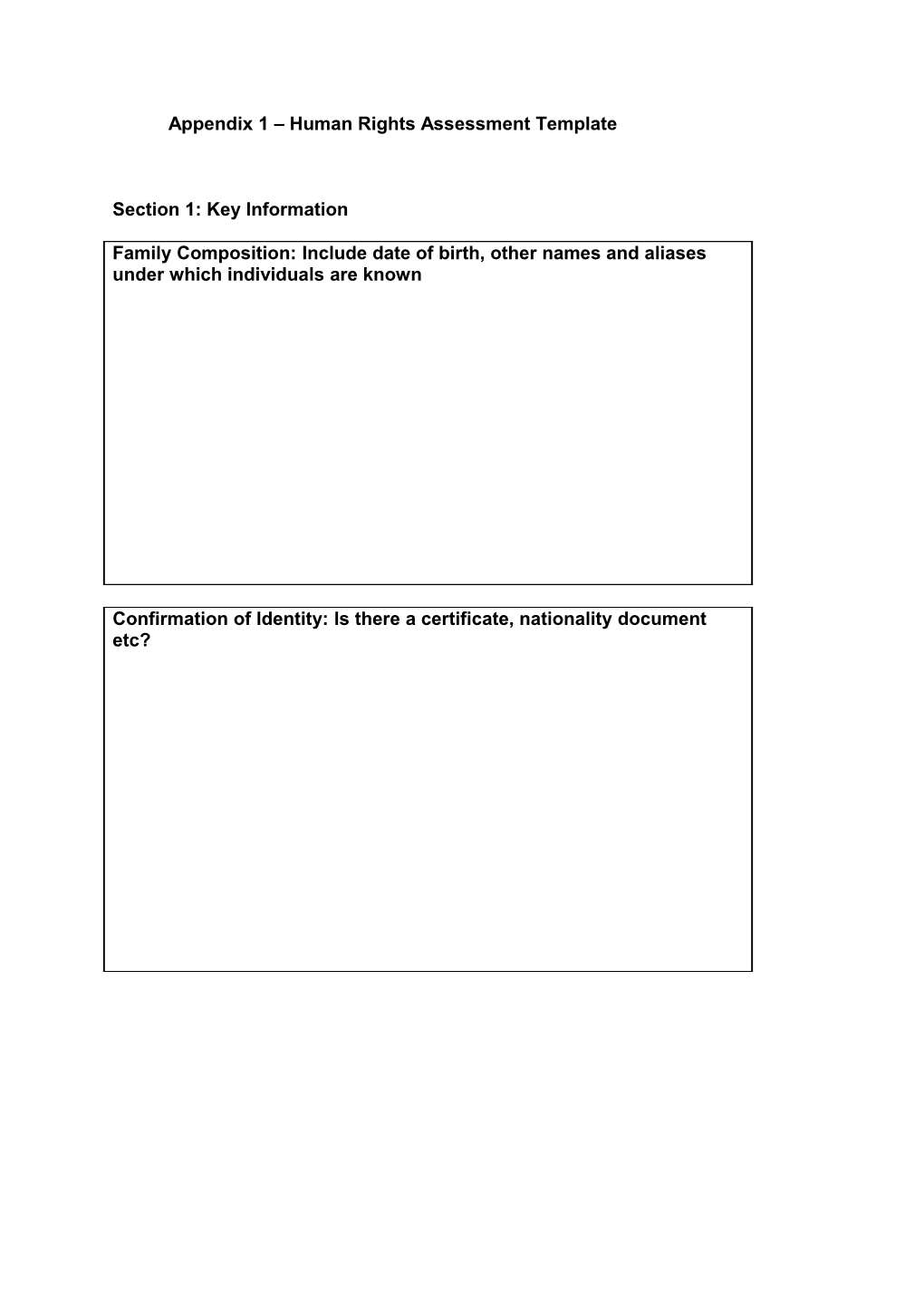 Appendix 1 Human Rights Assessment Template