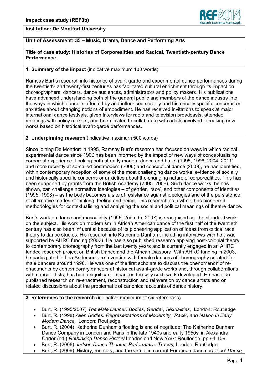 Impact Case Study (Ref3b) Page 1 Institution: De Montfort University