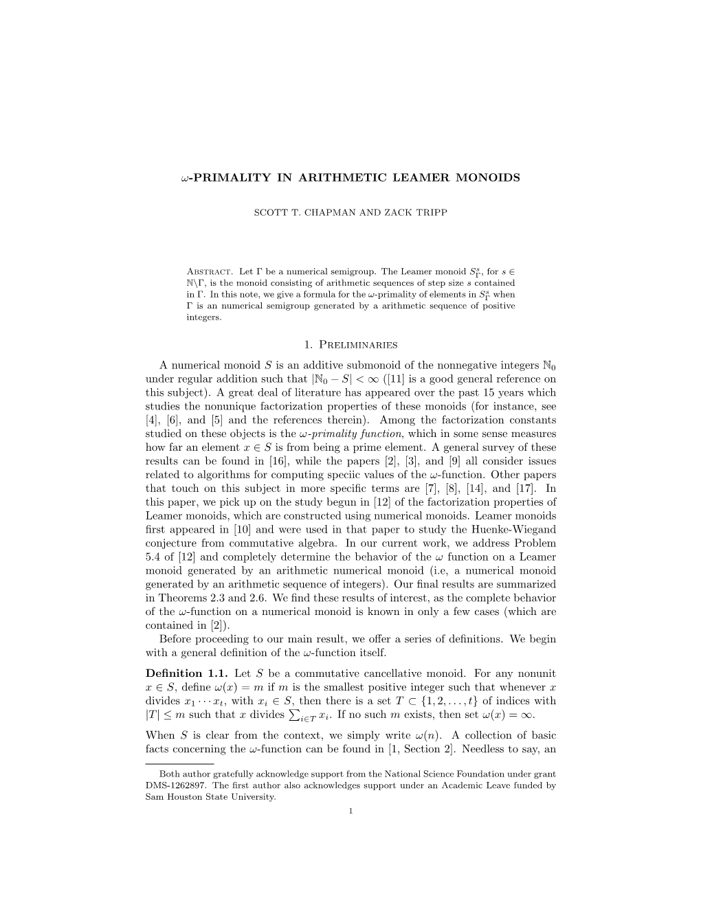 Ω-Primality in Arithmetic Leamer Monoids