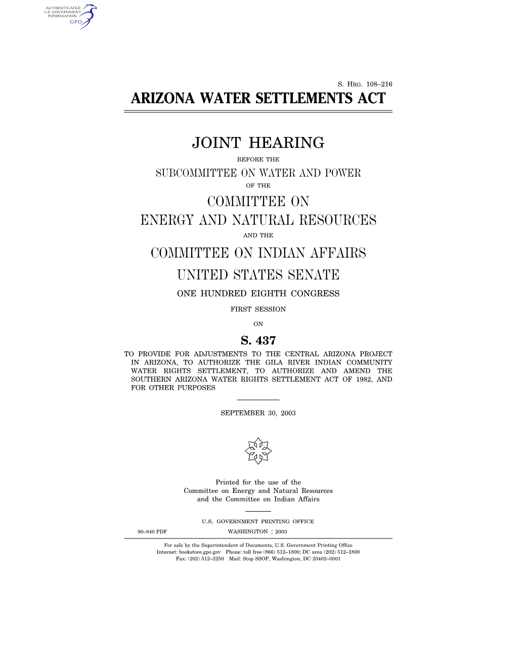 Arizona Water Settlements Act