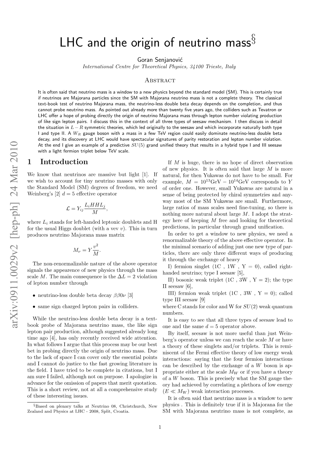 LHC and the Origin of Neutrino Mass§