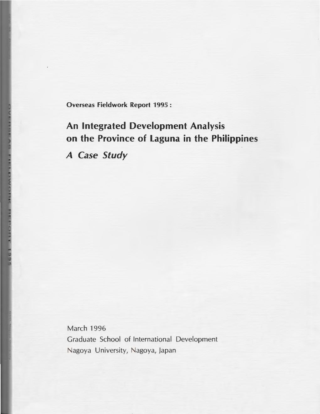 An Integrated Development Analysis on the Province of Laguna in the Philippines a Case Study