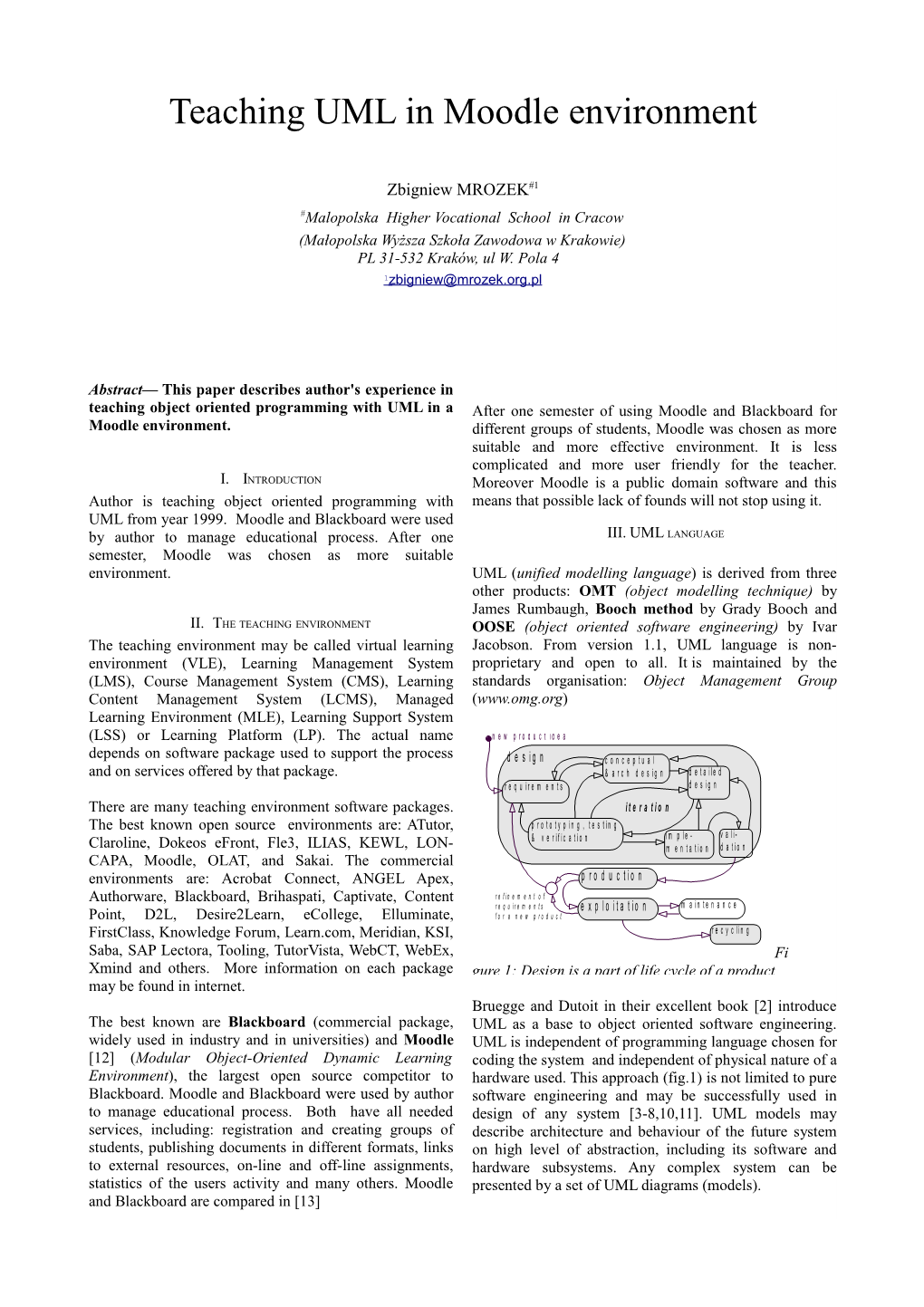 Teaching UML in Moodle Environment