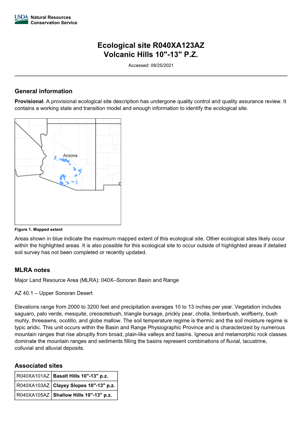 Ecological Site R040XA123AZ Volcanic Hills 10