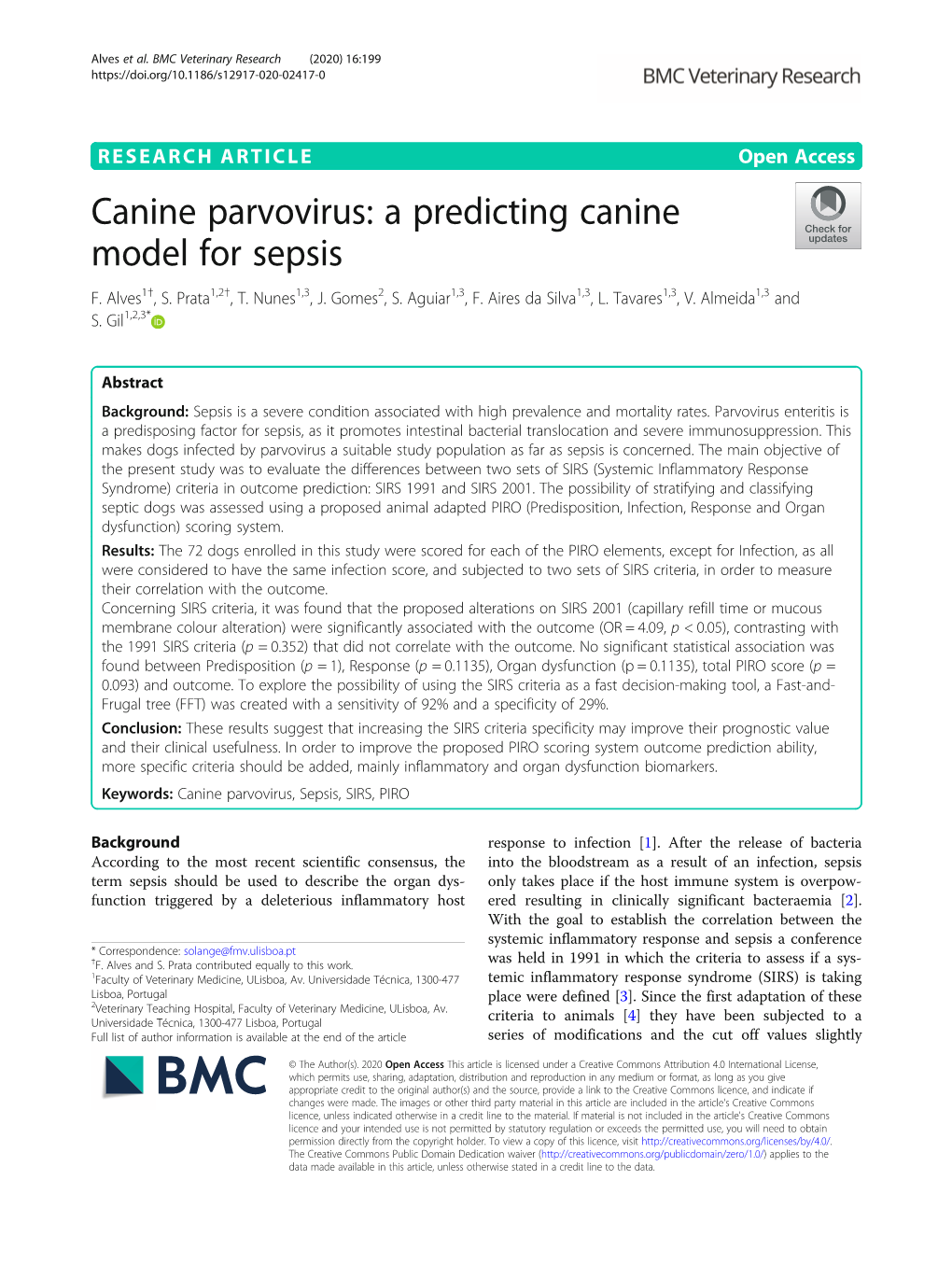 Canine Parvovirus: a Predicting Canine Model for Sepsis F