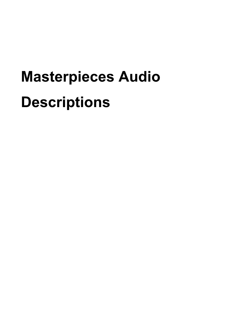 Masterpieces Transcript