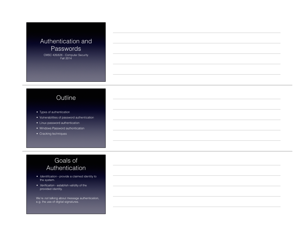 CMSC 426/626 - Computer Security Fall 2014