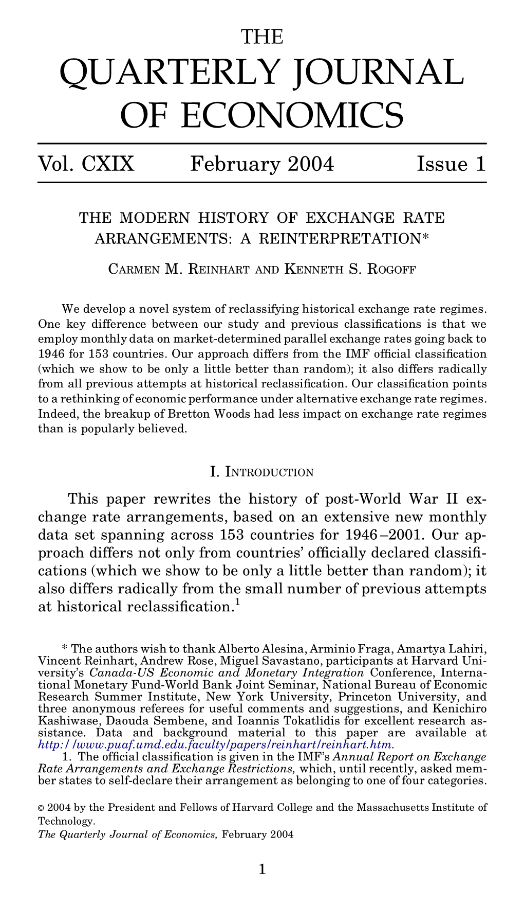 The Modern History of Exchange Rate Arrangements