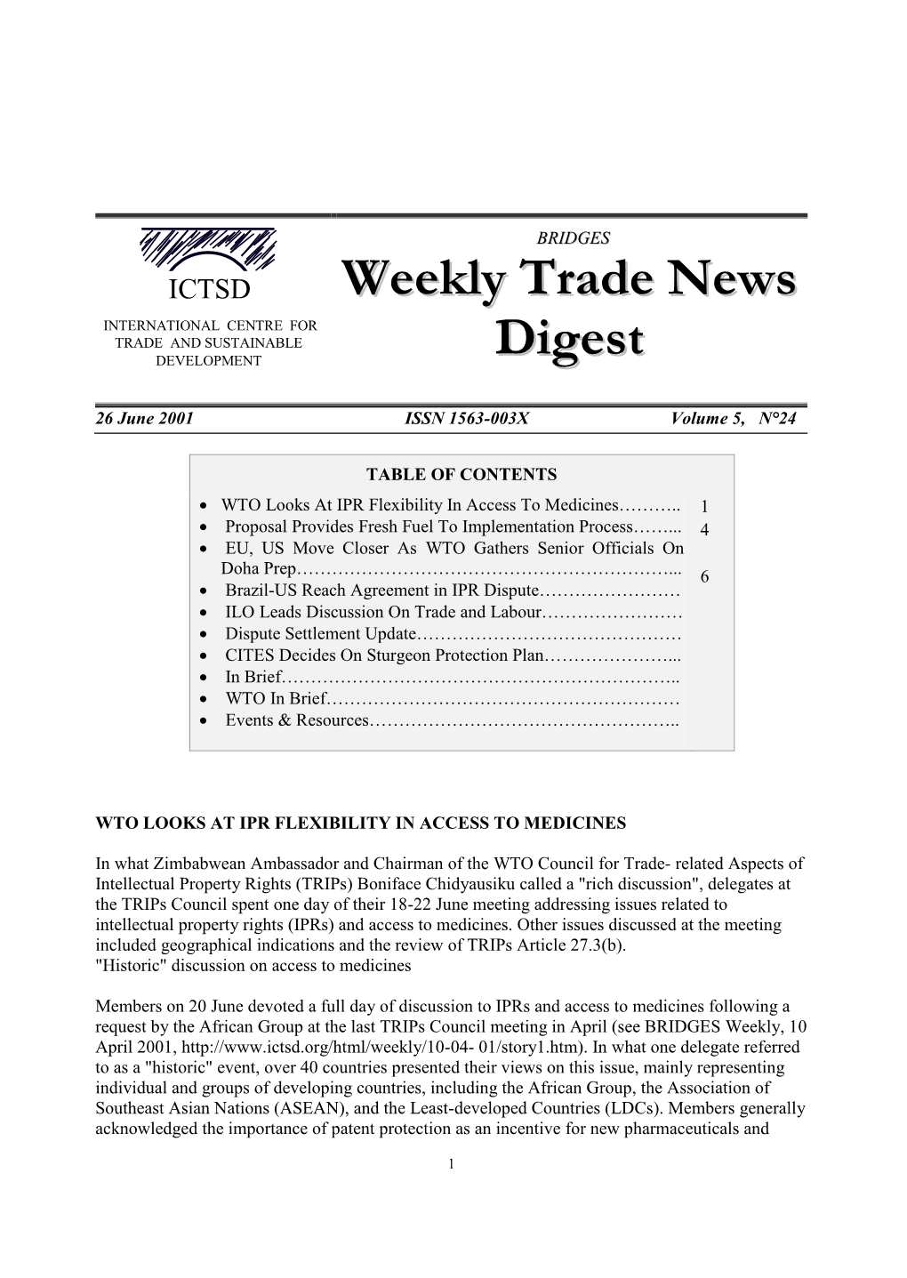 BRIDGES Weekly Trade News Digest