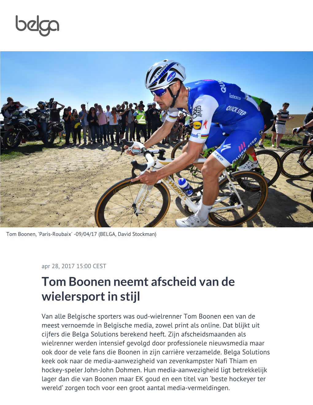 Tom Boonen Neemt Afscheid Van De Wielersport in Stijl