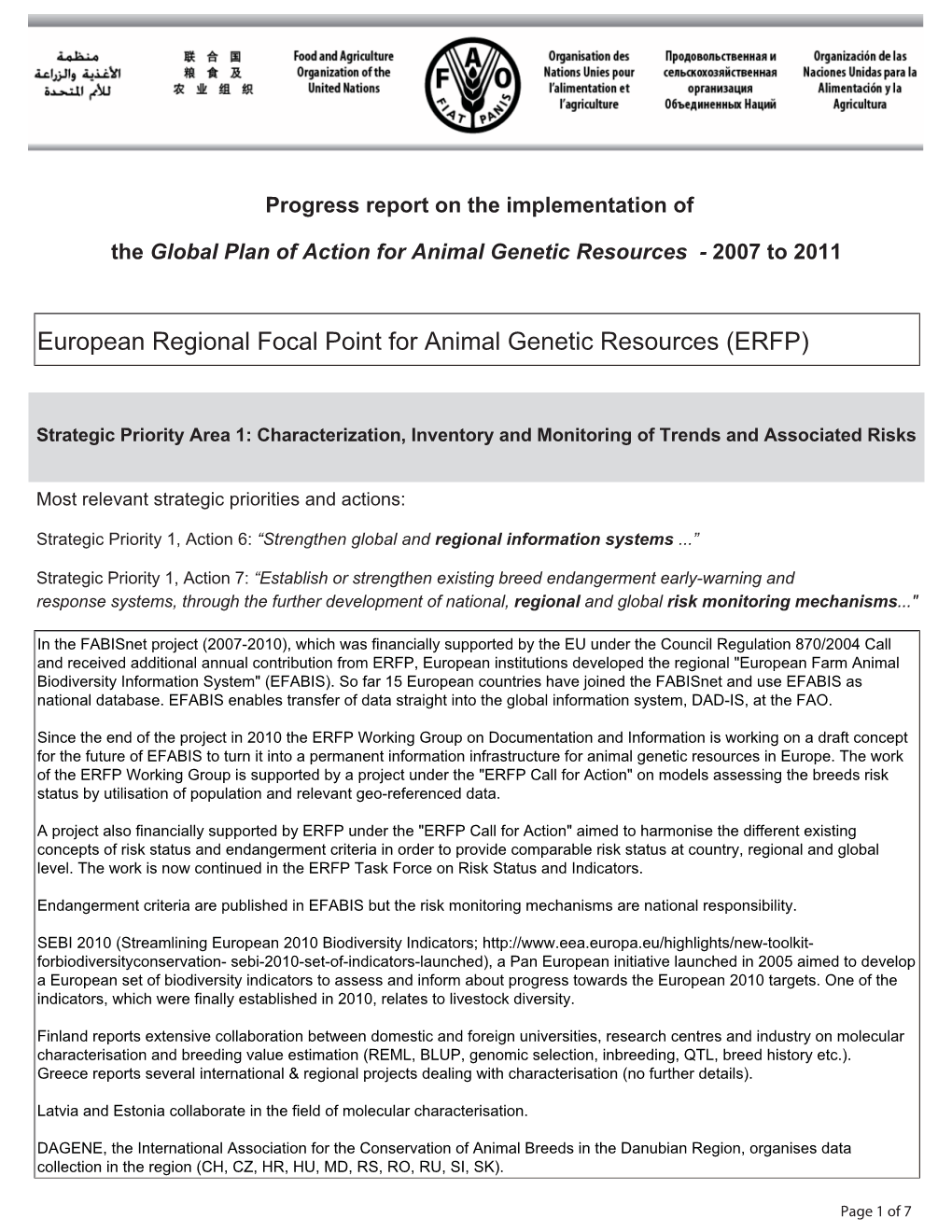 European Regional Focal Point for Animal Genetic Resources (ERFP)