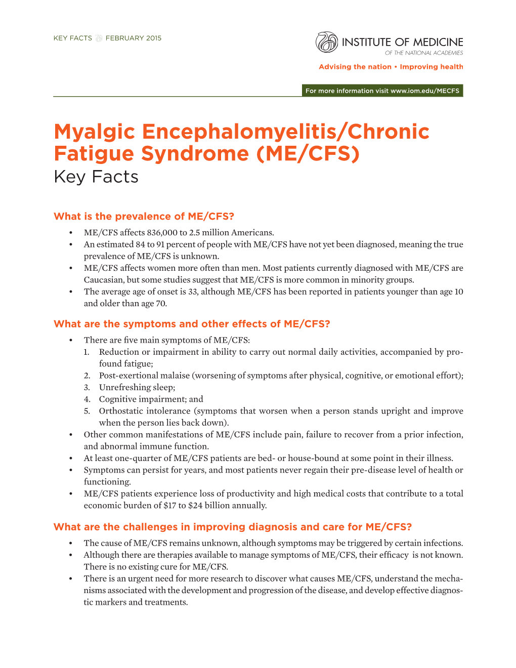 ME/CFS) Key Facts