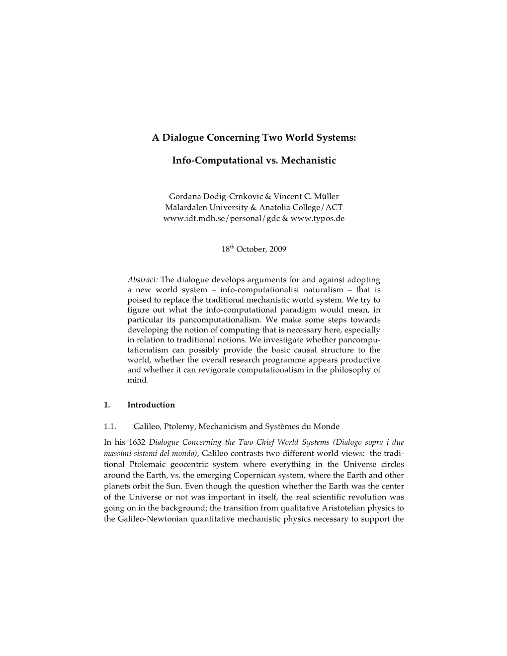 Info-Computational Vs. Mechanistic