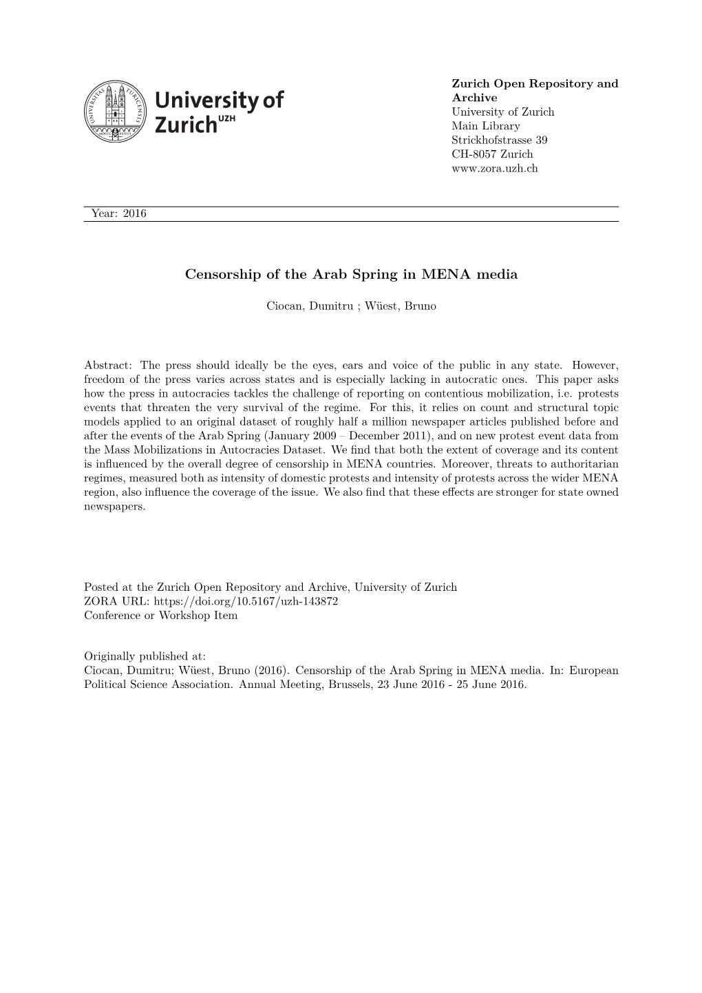 EPSA Censorship of the Arab Spring in MENA Media Last