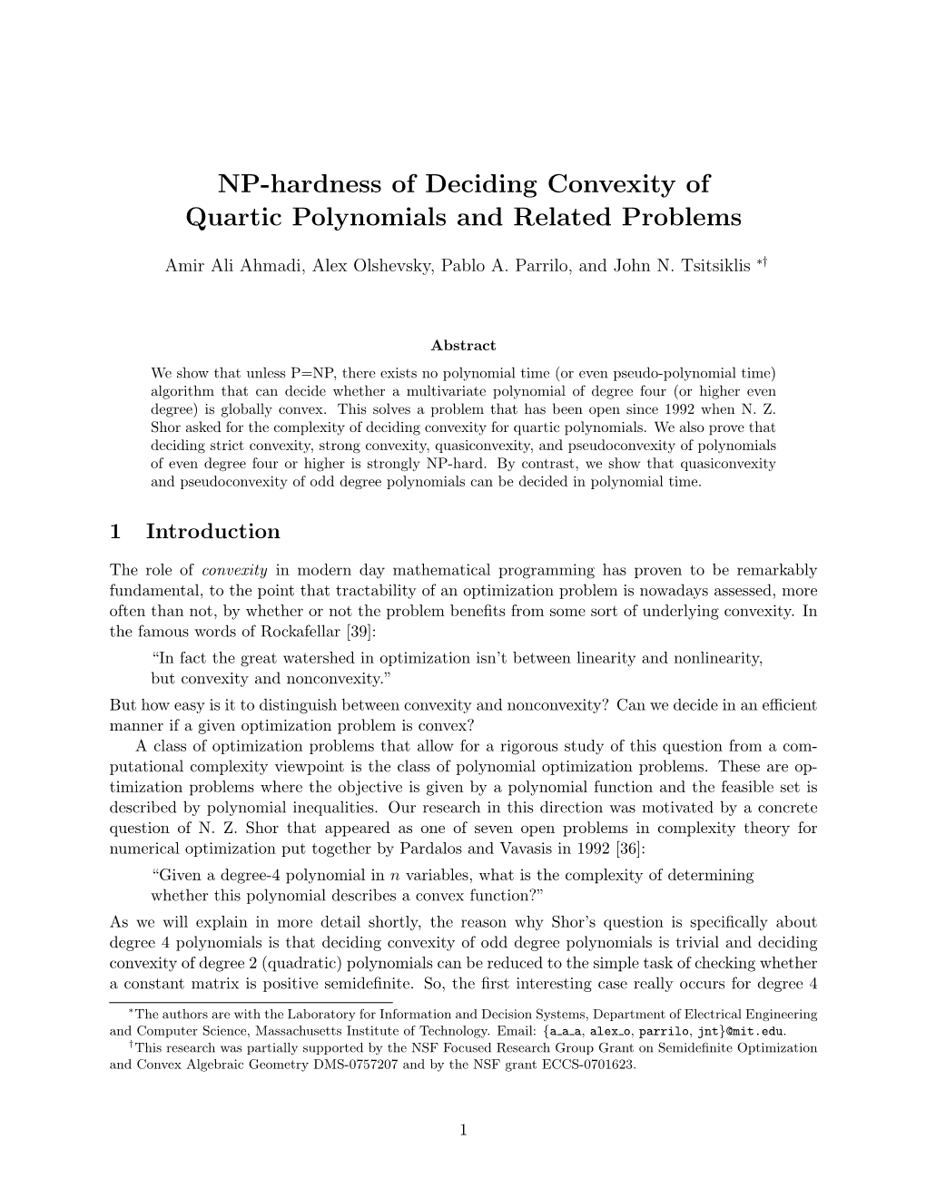 NP-Hardness of Deciding Convexity of Quartic Polynomials and Related Problems