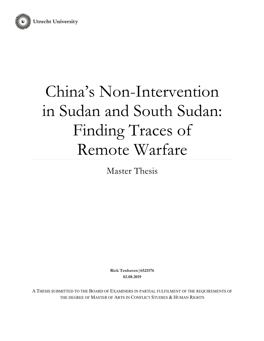 China's Non-Intervention in Sudan and South Sudan: Finding Traces Of