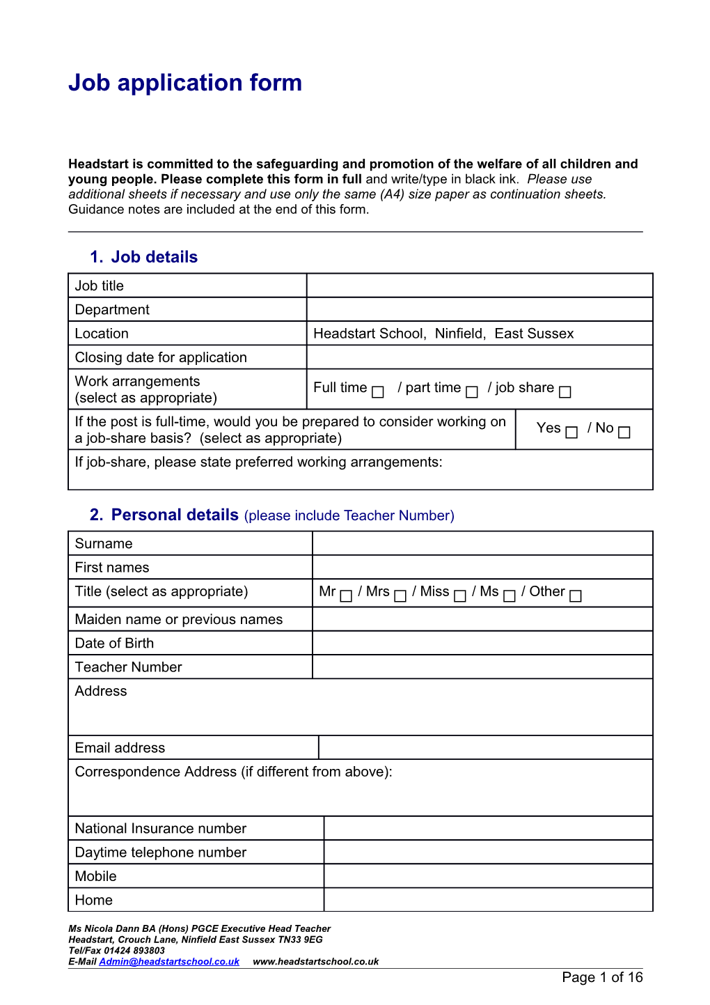 Job Application Form s17