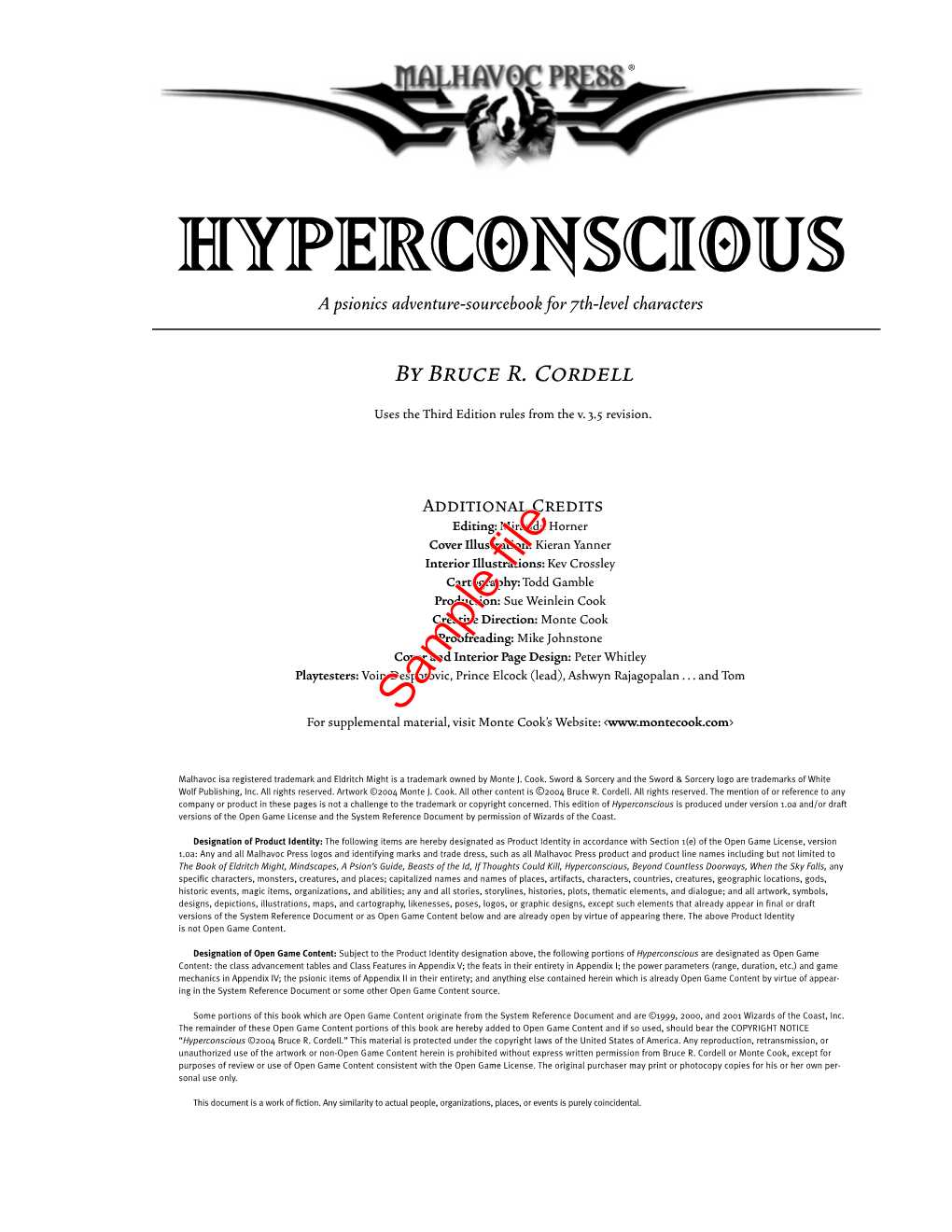 HYPERCONSCIOUS a Psionics Adventure-Sourcebook for 7Th-Level Characters