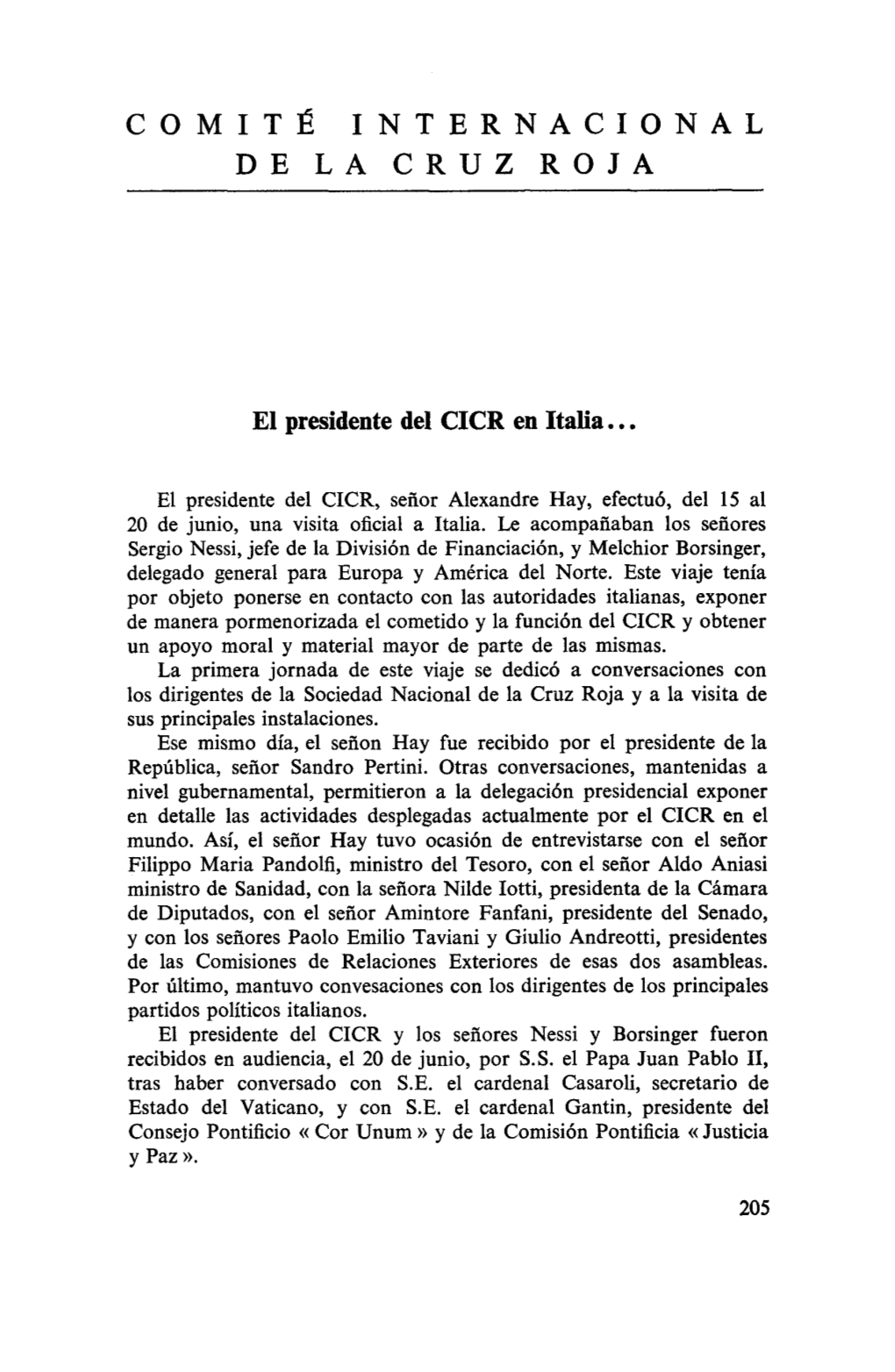 El Presidente Del CICR En Italia