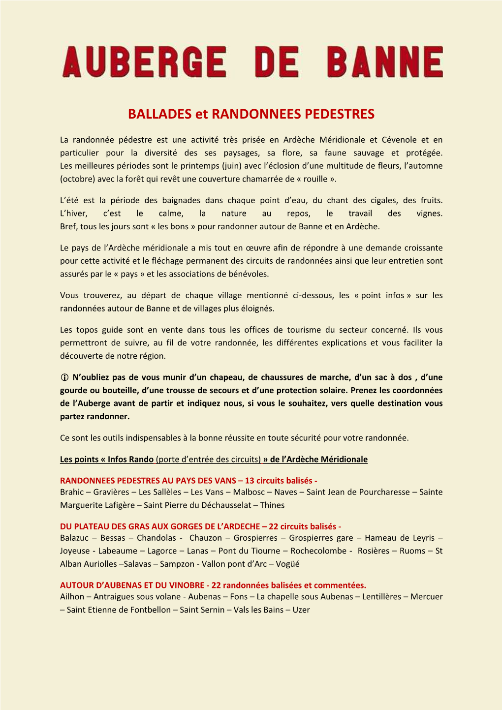 BALLADES Et RANDONNEES PEDESTRES