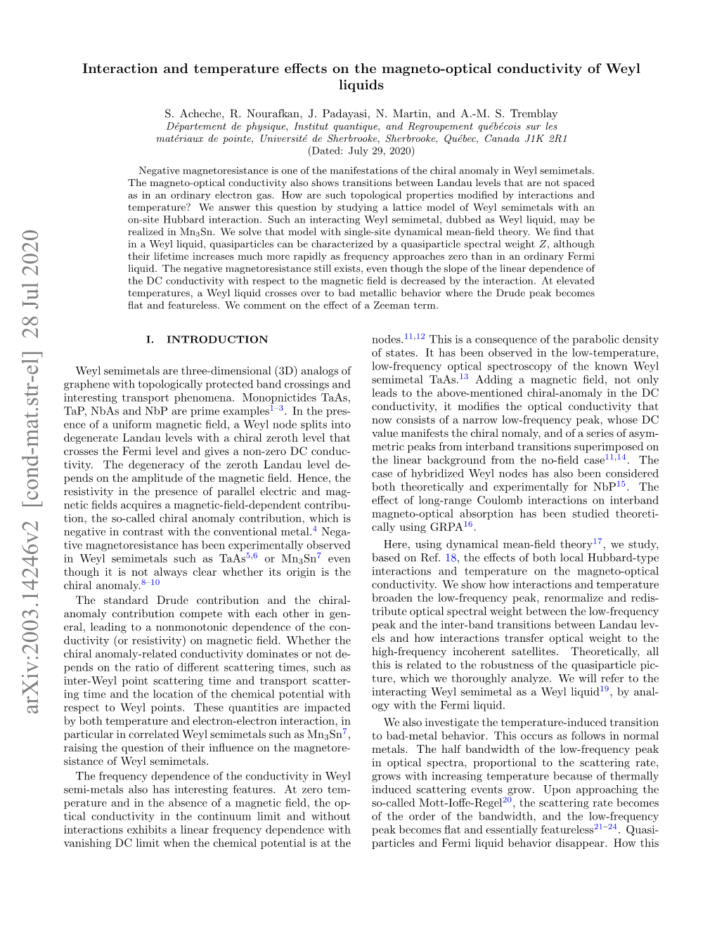 Interaction and Temperature Effects on the Magneto-Optical Conductivity Of