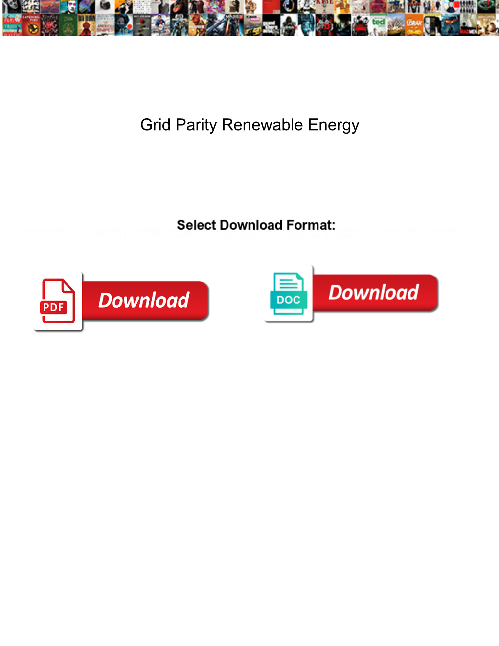 Grid Parity Renewable Energy