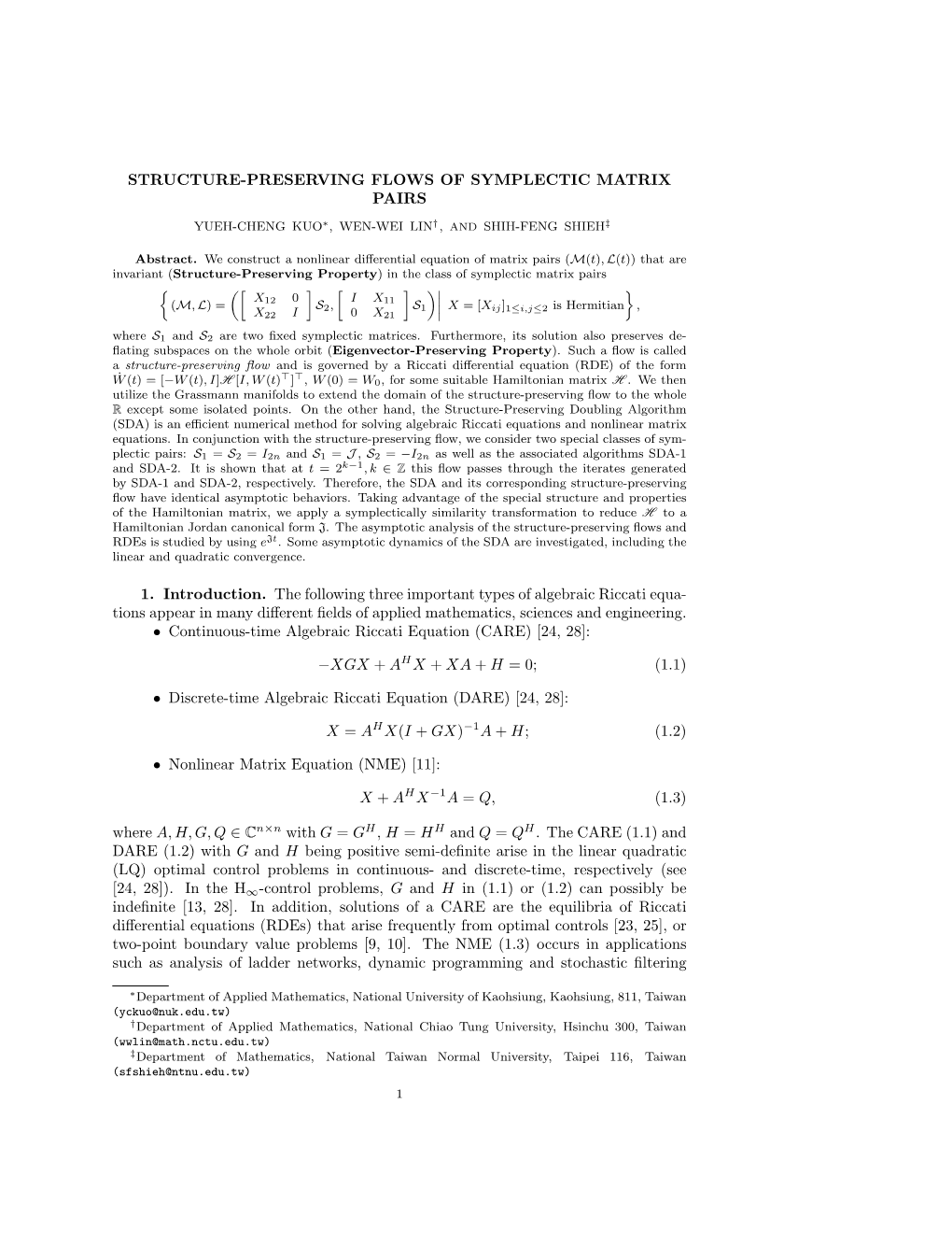 Structure-Preserving Flows of Symplectic Matrix Pairs