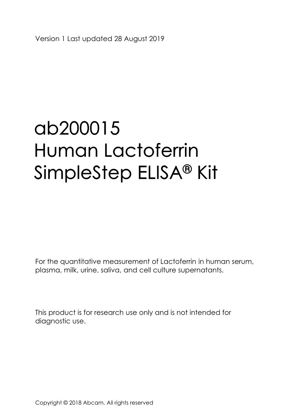 Ab200015 Human Lactoferrin Simplestep ELISA® Kit