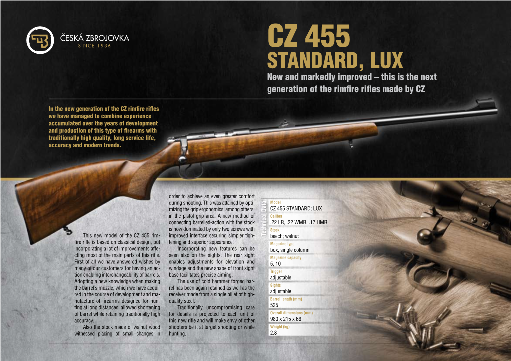 CZ 455 STANDARD, LUX New and Markedly Improved – This Is the Next Generation of the Rimfire Rifles Made by CZ