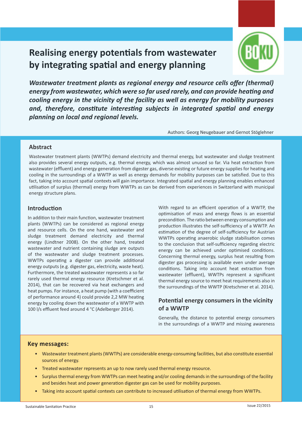 Realising Energy Potentials from Wastewater by Integrating Spatial and Energy Planning