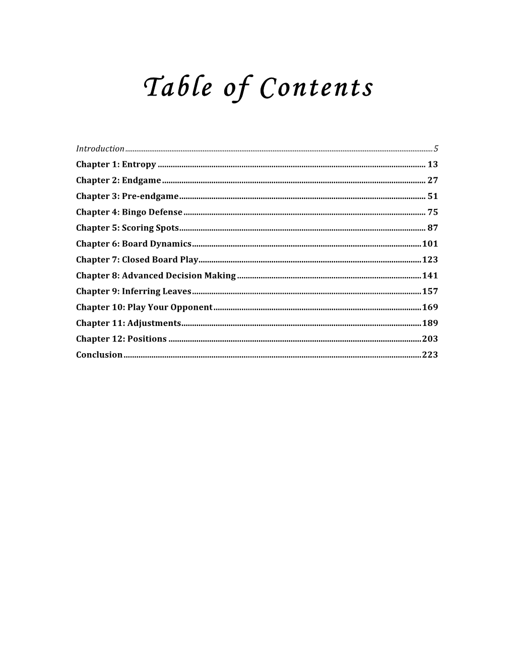 Table of Contents