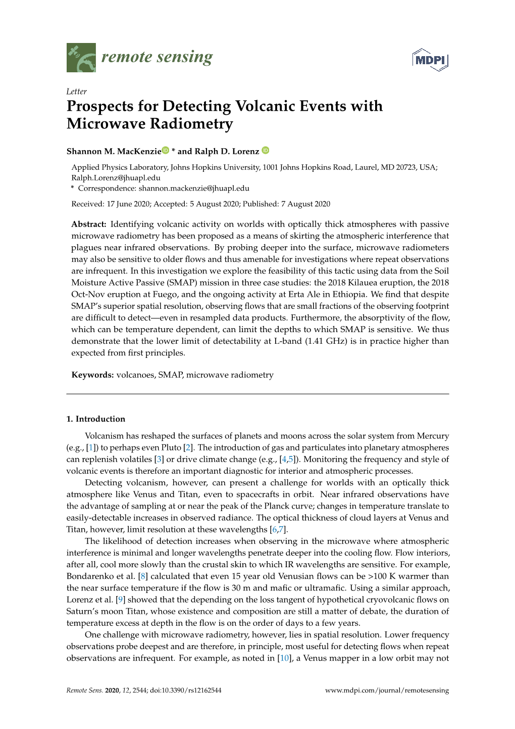 Prospects for Detecting Volcanic Events with Microwave Radiometry