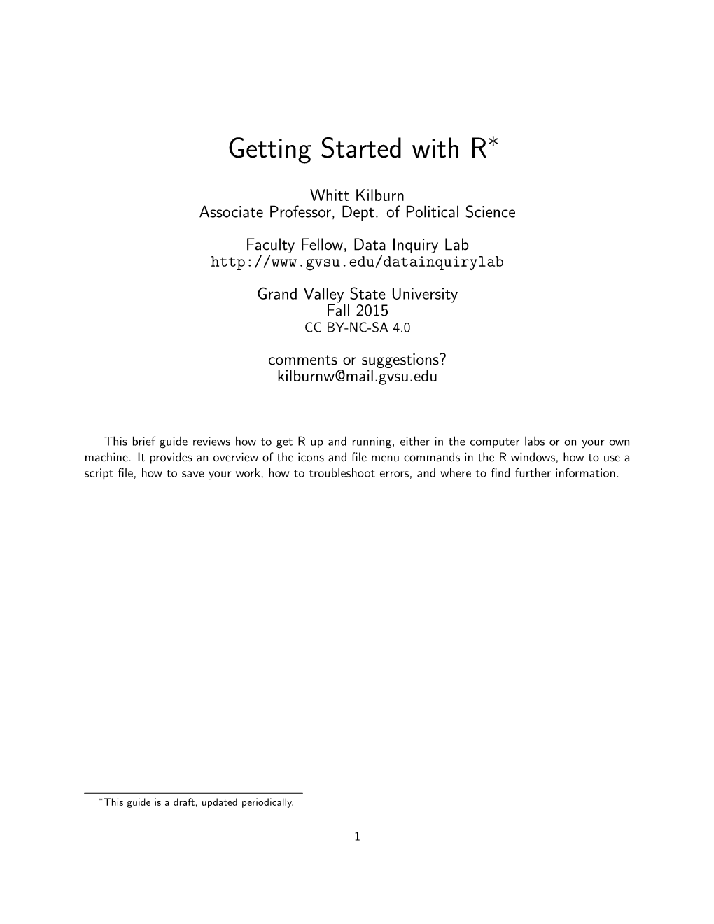 Getting Started with R∗