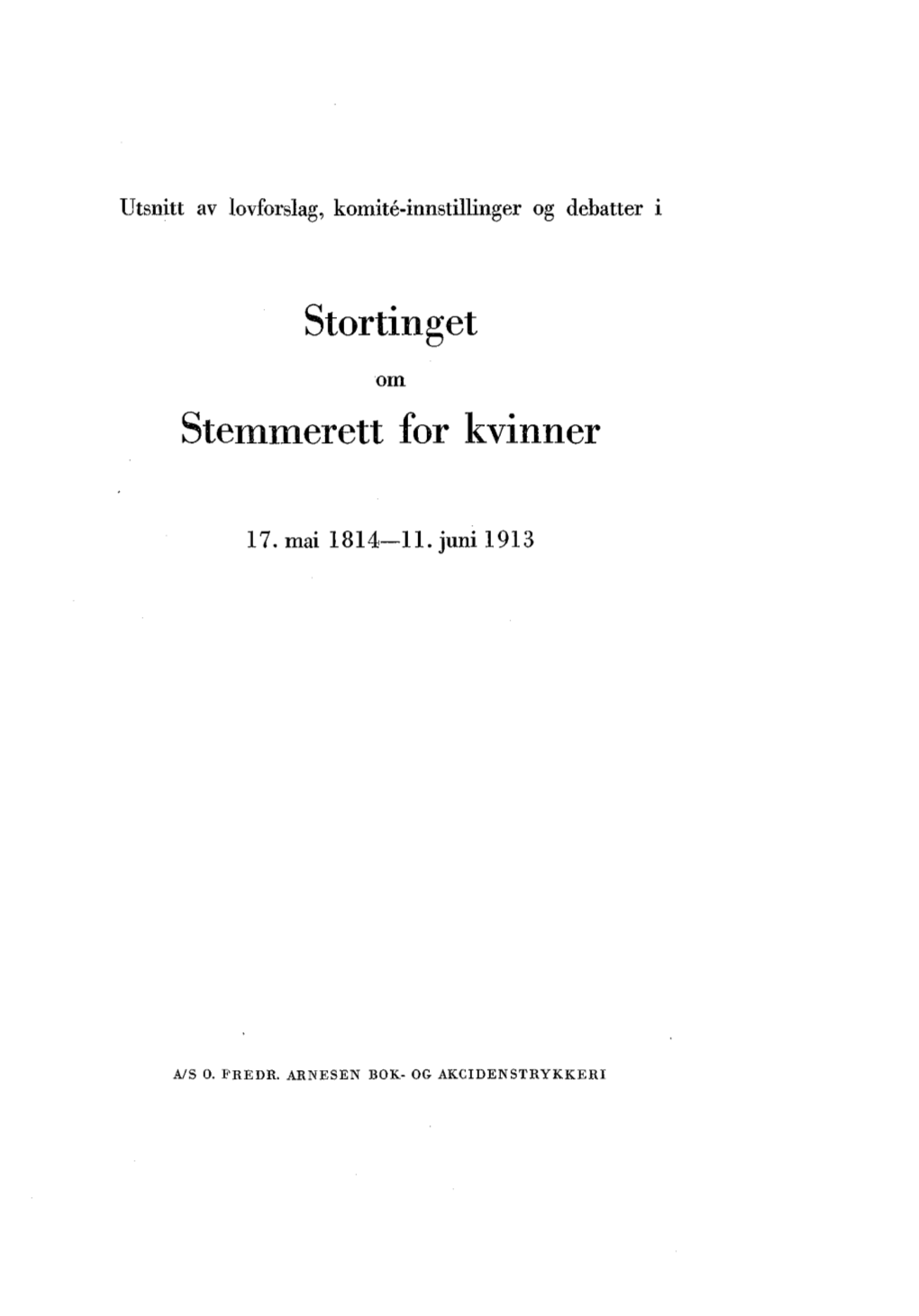 Stortinget Stemmerett for Kvinner