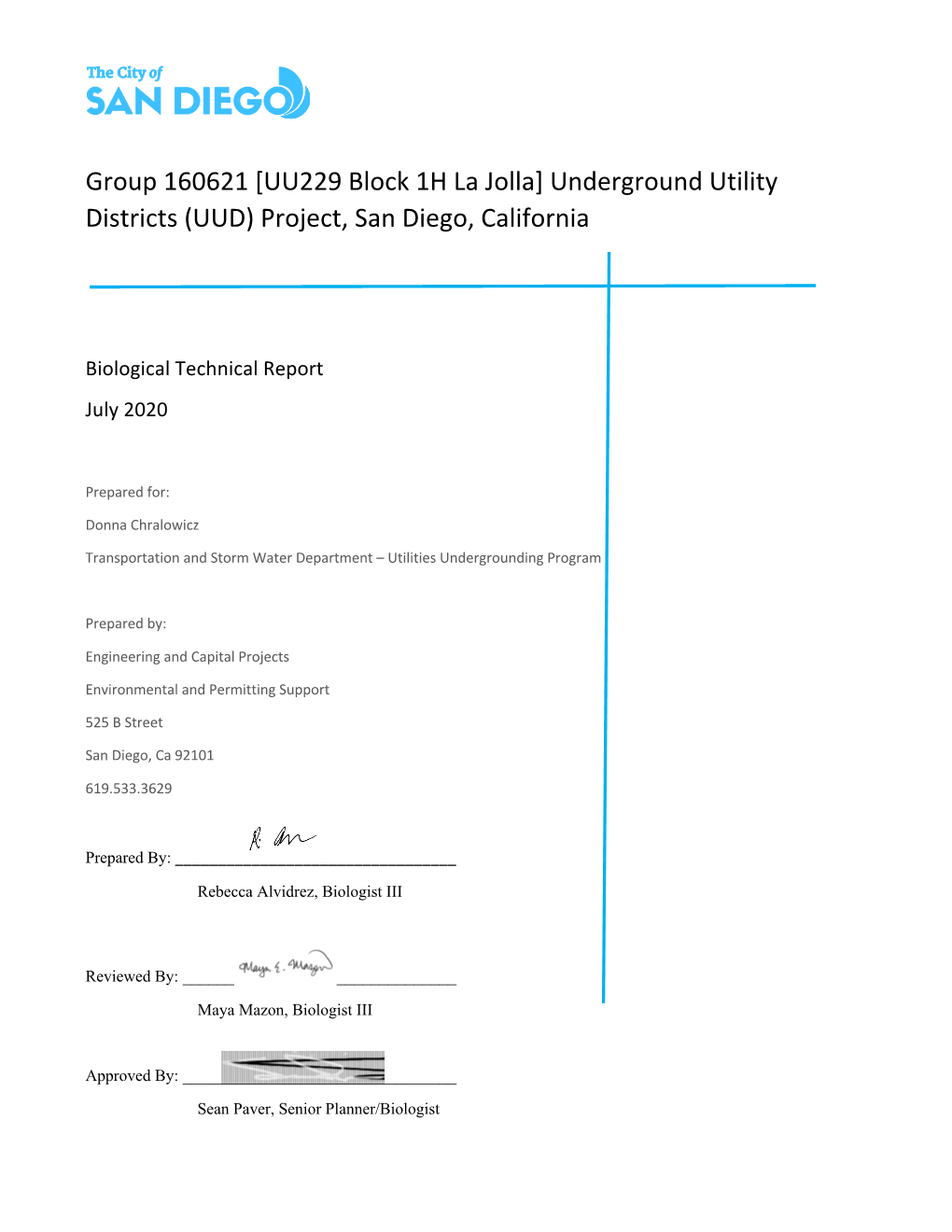 Group 160621 [UU229 Block 1H La Jolla] Underground Utility Districts (UUD) Project, San Diego, California