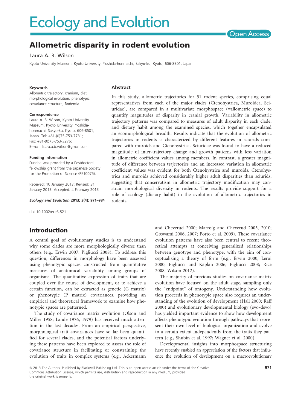 Allometric Disparity in Rodent Evolution Laura A