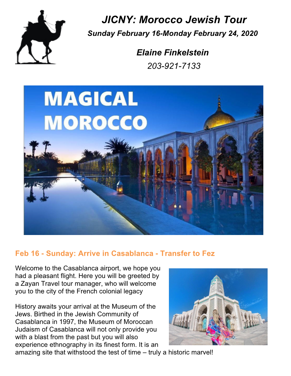 JICNY: Morocco Jewish Tour Sunday February 16-Monday February 24, 2020