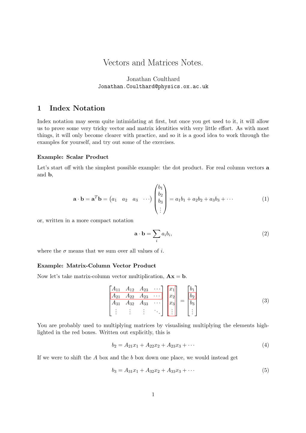 Vectors and Matrices Notes