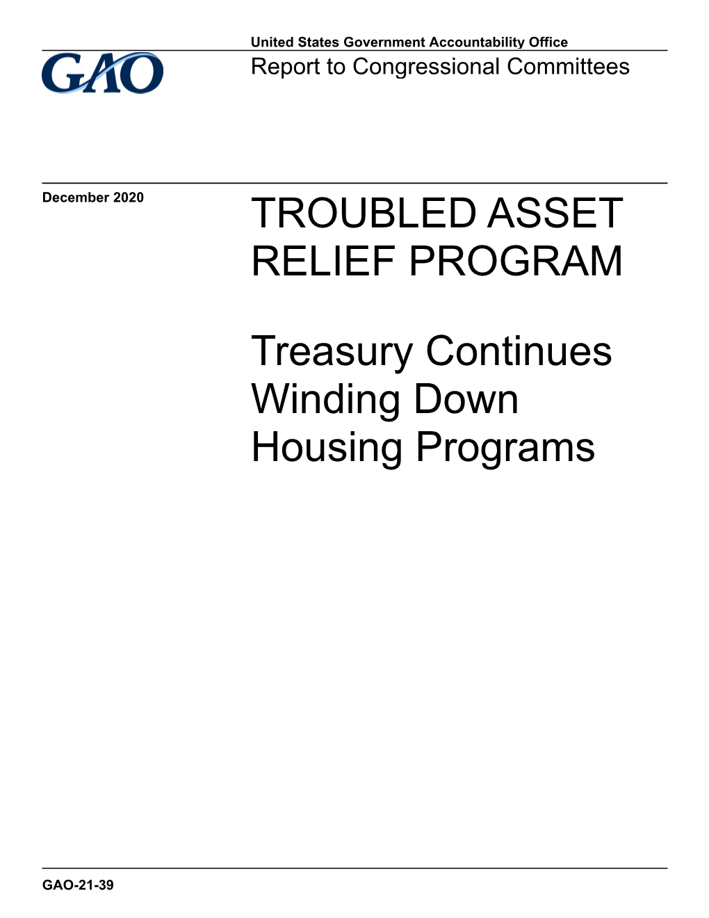 GAO-21-39, TROUBLED ASSET RELIEF PROGRAM: Treasury