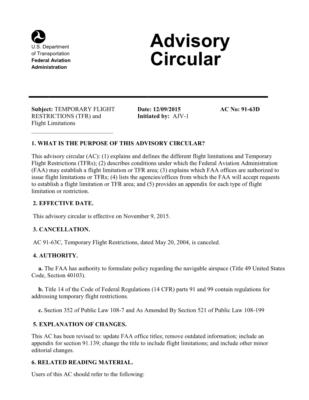 Advisory Circular (AC) 91-63D