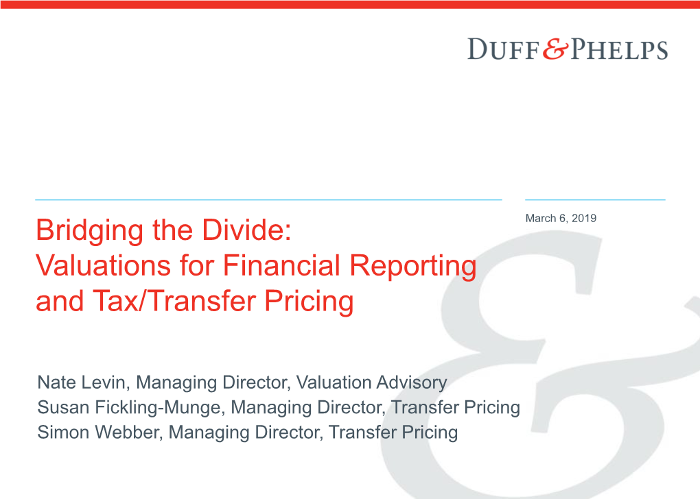 Valuations for Financial Reporting and Transfer Pricing Purposes, We Have Selected a Few Areas Where We Frequently See Variations, Including