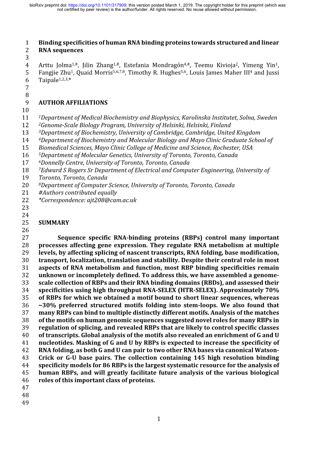 Binding Specificities of Human RNA Binding Proteins Towards Structured