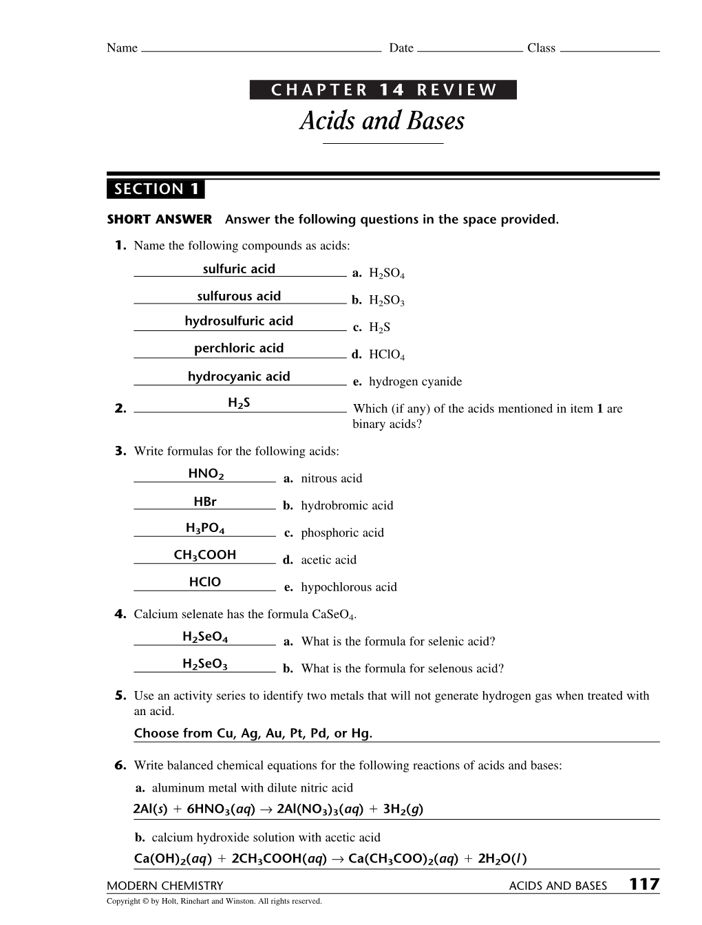 Acids and Bases