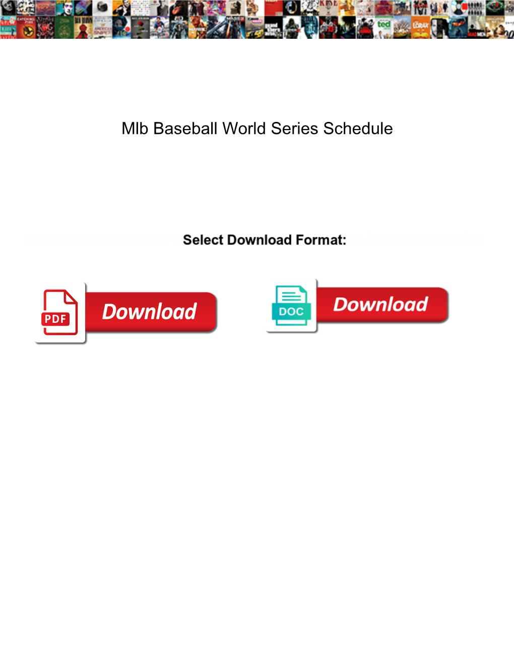 Mlb Baseball World Series Schedule