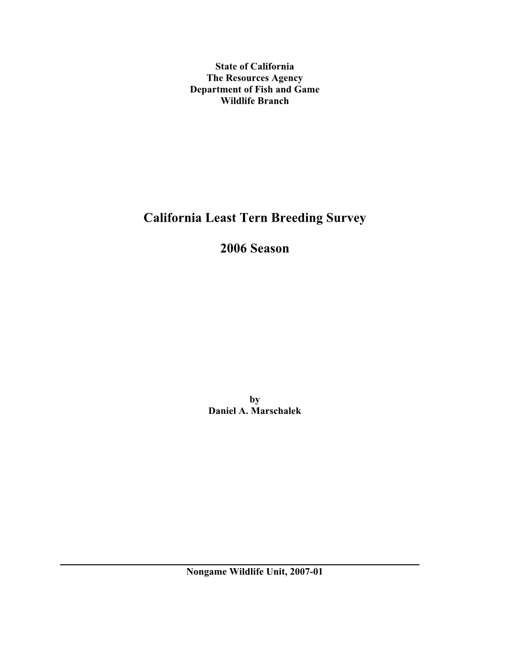 California Least Tern Breeding Survey 2006 Season1