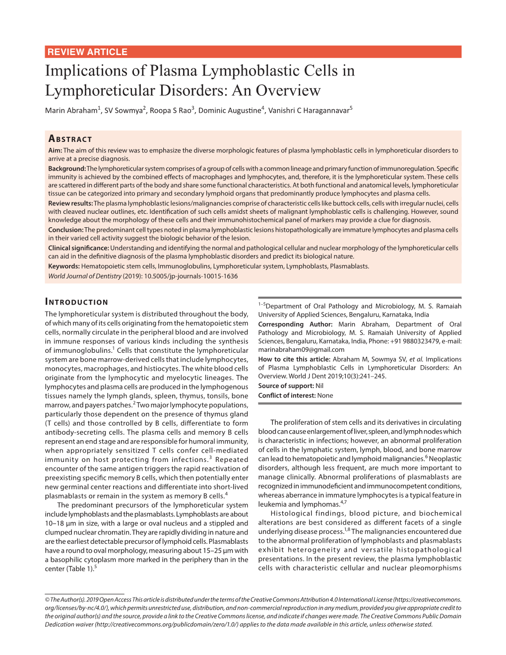 Implications of Plasma Lymphoblastic Cells In