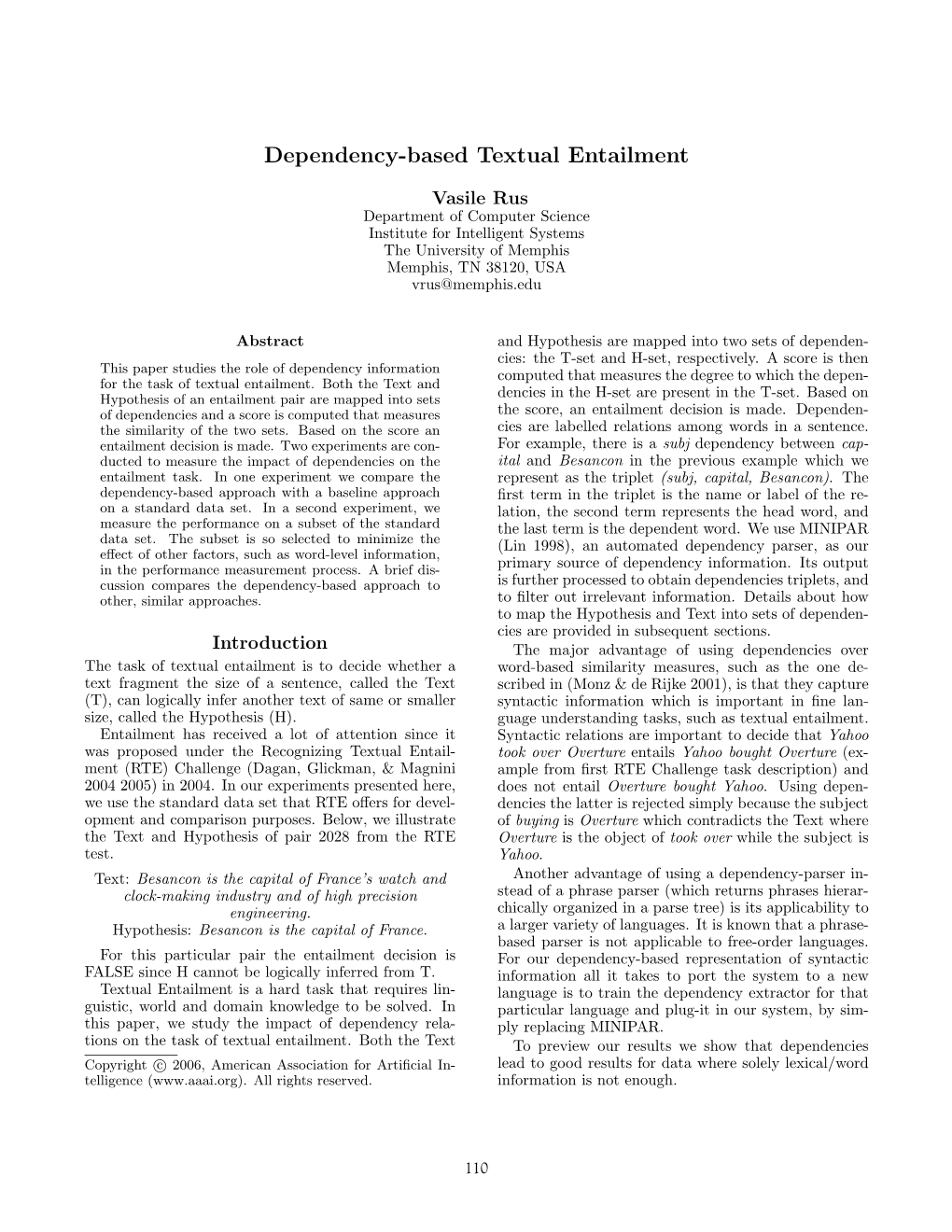 Dependency-Based Textual Entailment