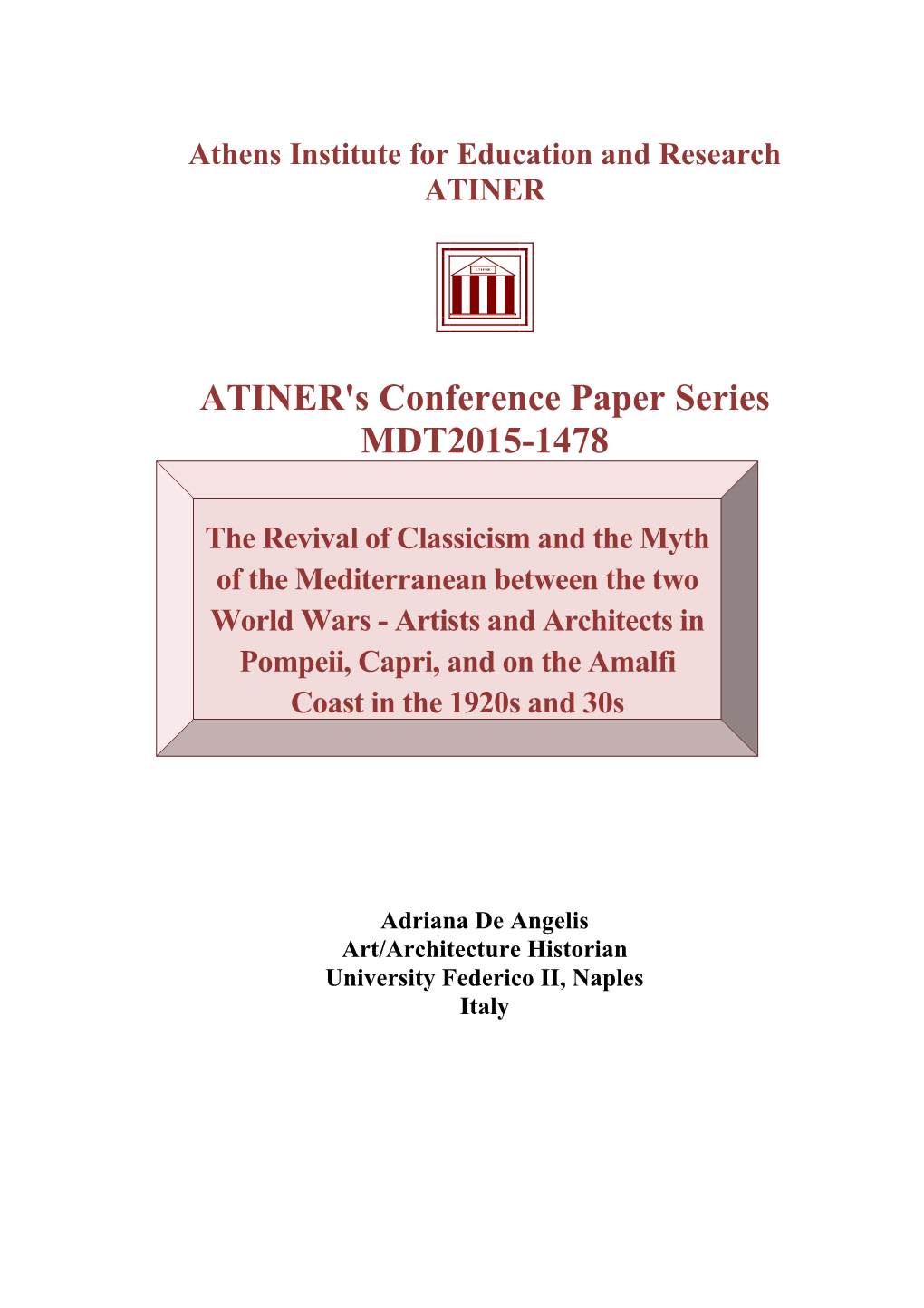ATINER's Conference Paper Series MDT2015-1478